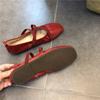 Spring Ballet Flat Shoes Women Comfy Leather Shoes 2025 Women Luxury Women Square Toe Flat Mary Janes Ladies Shoes Double Buckle