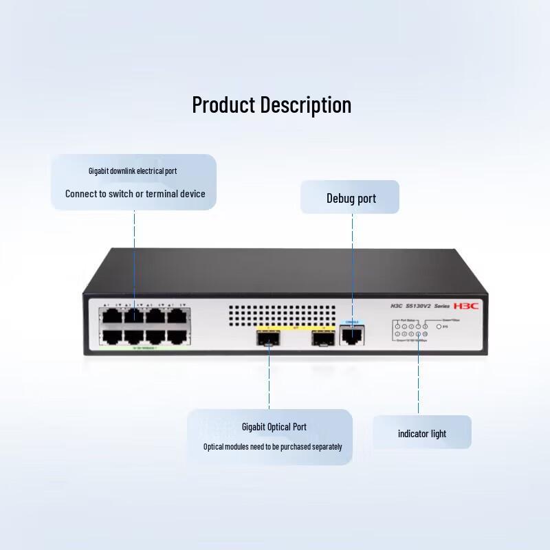 H3C S5130V2-10P-HPWR-LI 10-Port Gigabit PoE Managed Switch