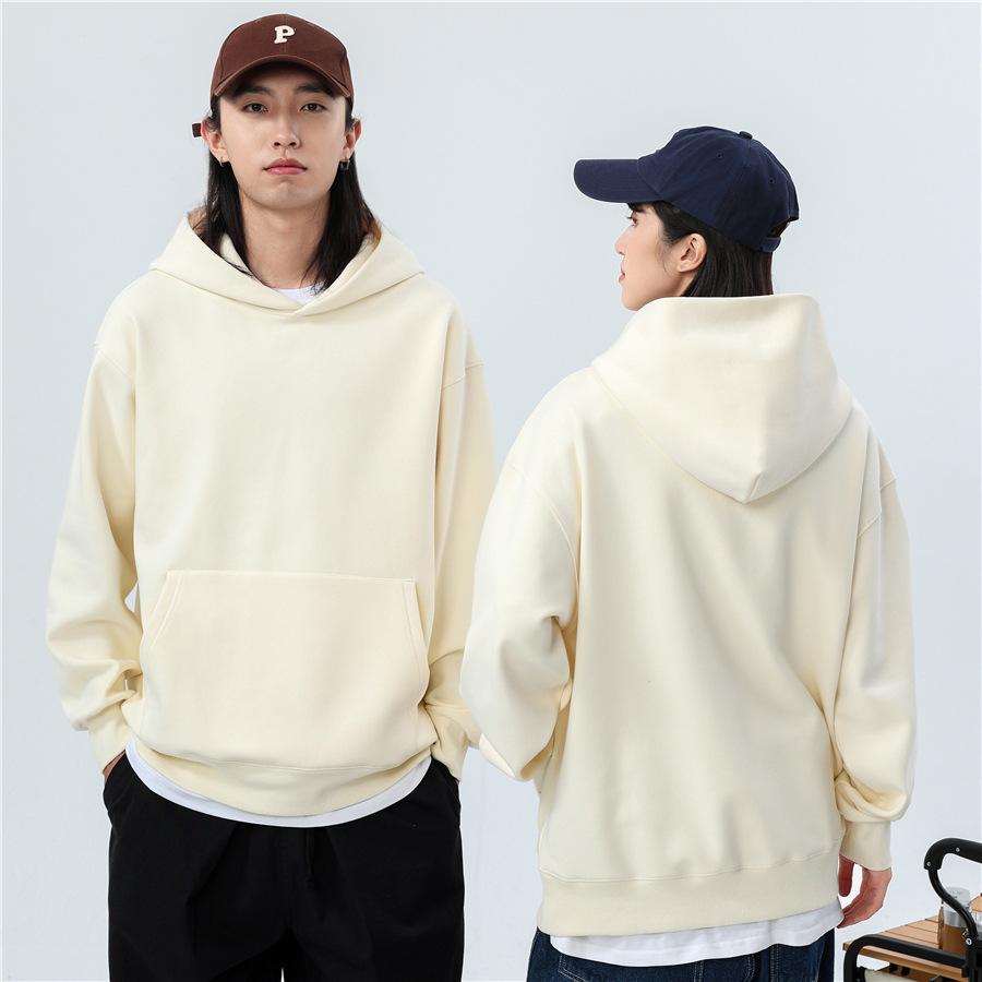 

SCIONE Heavy Weight Cotton Plus Velvet Hooded Sweater Men Thickened Tight Polar Fleece Pullover Hoodie Women Sweatshirt 3XL білий