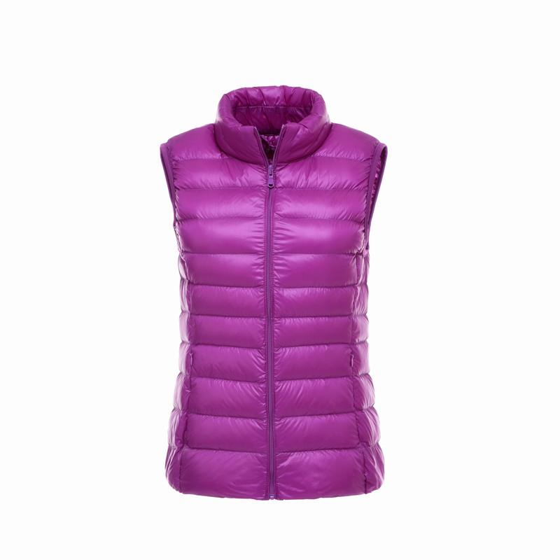 Women's Lightweight Winter Down Vest - Sleeveless, Short Stand Collar Outerwear