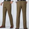 Men’s Breathable Casual Pants Cotton High Waist Lightweight Straight Trousers for Male Comfortable Fit Loose Business Work Dress Pant with Pocket