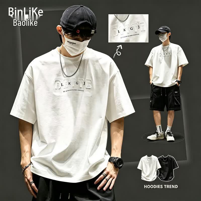 BINLIKE Men s American Style Heavyweight Cotton T-Shirt M