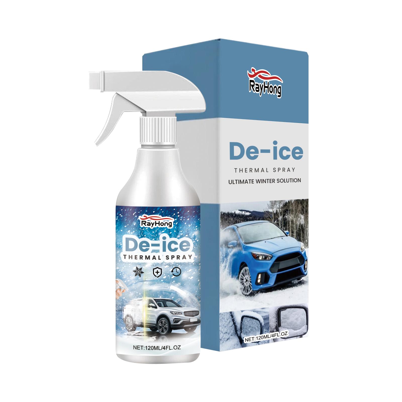 Rayhong 120ml Car De-Icer Spray, Fast Ice Melt for Windshield & Windows, Snow Defroster