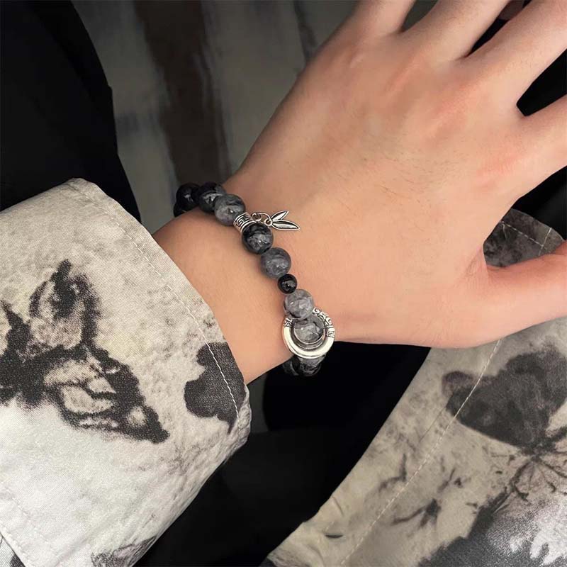 Chinese Style Black Ice Cracking Beaded Bracelet For Men Women Punk Hip Hop Adjustable Handmade Couple Charms Bracelet Jewelry