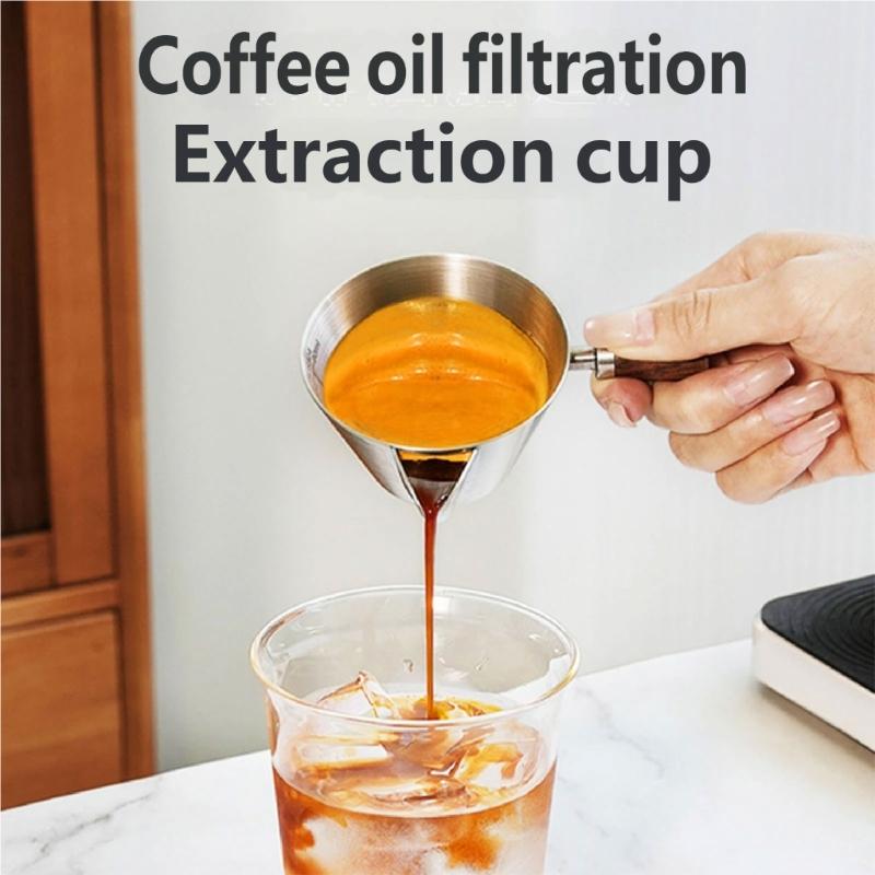 Practical Espresso Filter Cup With Handle and Scale Stainless Steel Milk Ounces Cup With Measurement Marks