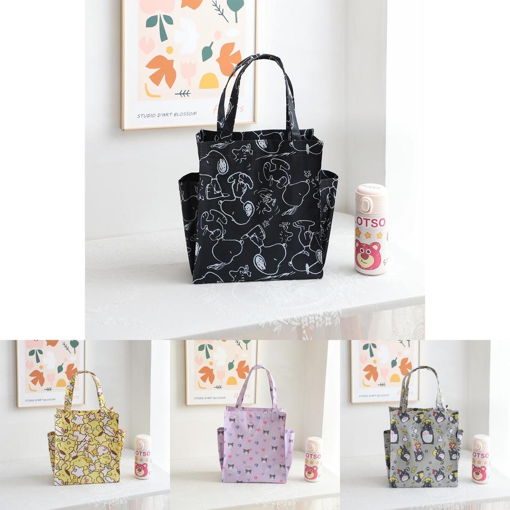 Cartoon Bento Box Bag With Side Pocket Oxford Fabric Multiuse For Kids And Teens