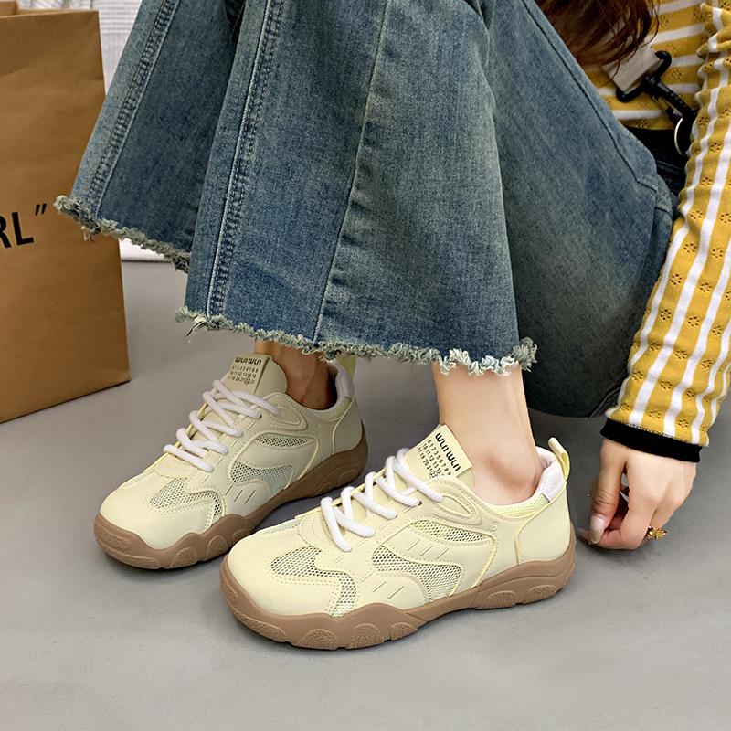 Mode CRLAYDK Sommer Damen Chunky Sneaker Mesh Walking Trainer Schuhe Mode Casual Damen Atmungsaktiv Schnürschuhe Sport Tennis