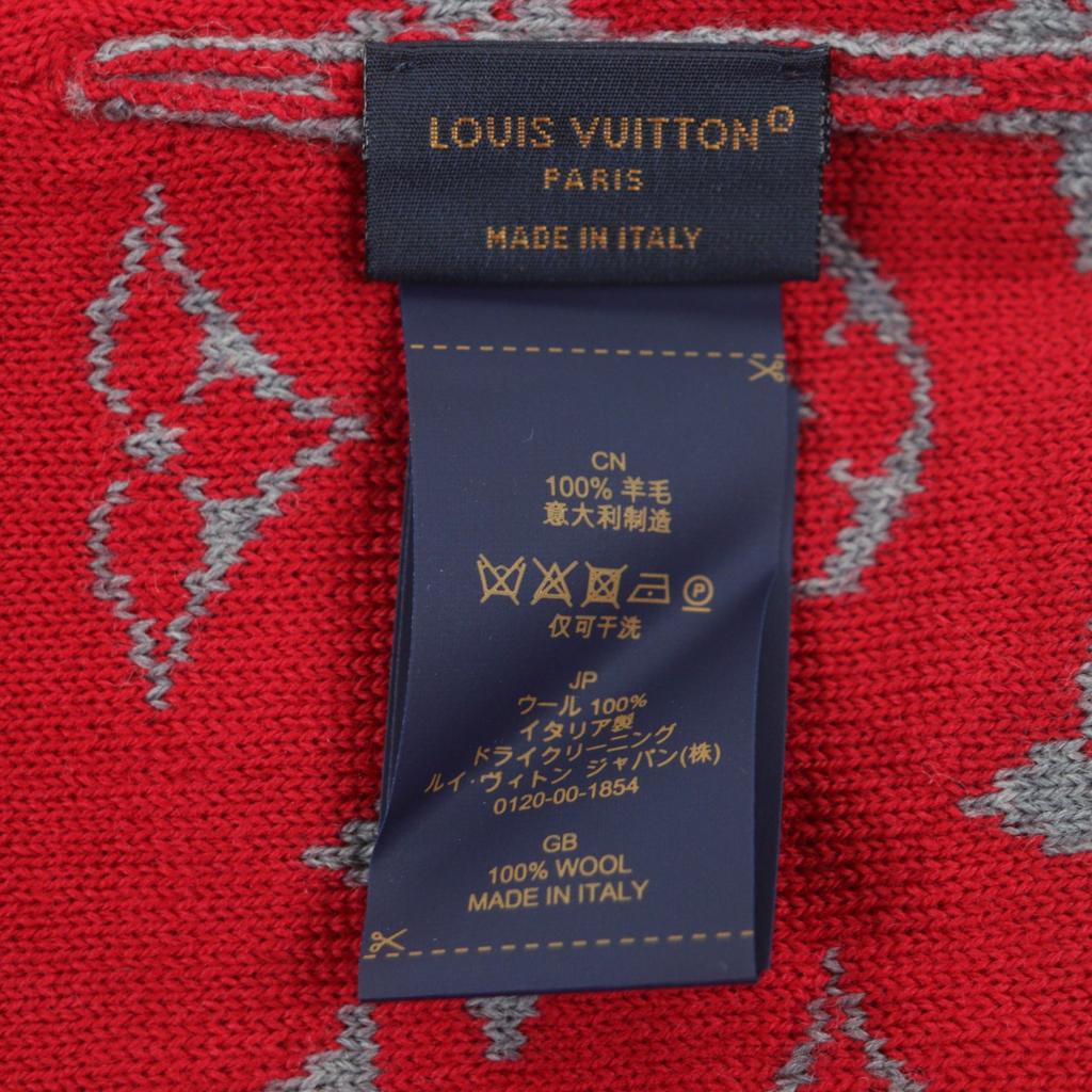 Excellent LOUIS VUITTON Knit Cap LV Rabbit Monogram Hat Gray Wool Mens M77963 Used