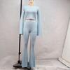 2024 European & American Slim-Fit Sports Set: High-Waisted Flared Pants & Long-Sleeve Top for Women