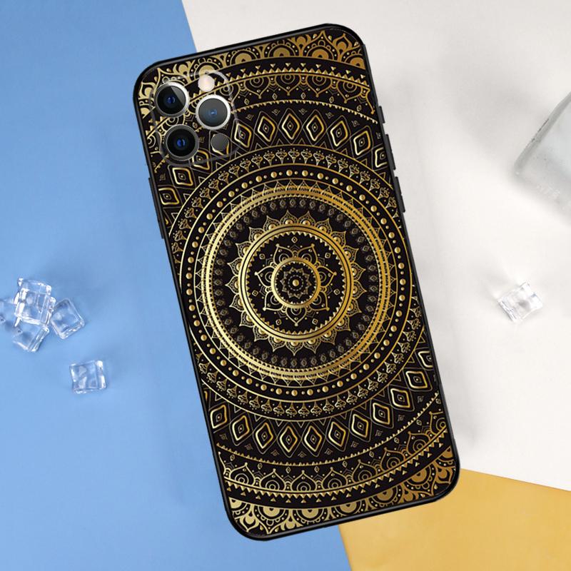 Indian Floral Henna Mandala Phone Case For iPhone 16 Pro Max 12 13 Mini 11 14 15 Pro Max XR 16 15 Plus 16e Cover Shell