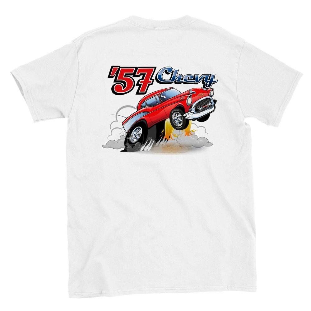 57 Chevy Cartoon Drag Car T-shirt Unisex T-Shirt XXXXL