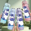 1PC Zebra Love Heart Cartoon 750ml Color Plastic Sports Water Bottle Leakproof Flip Straw Lid Suitable for Sports Office Home Use