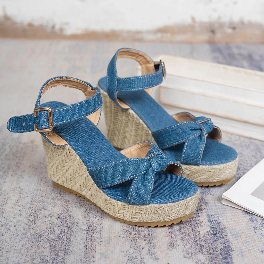Fashion Women Wedge Sandals Thick Bottom Retro Open Toe Ladies Shoes 2025 Fashion Platform Plus Size High Heels Sandals Zapatos De Mujer