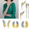 Unique Threaded Fringe Lapel Pin with Stone Accent Wheat Ear Brooches Accessory Fashionable Women's Clothing Accessory