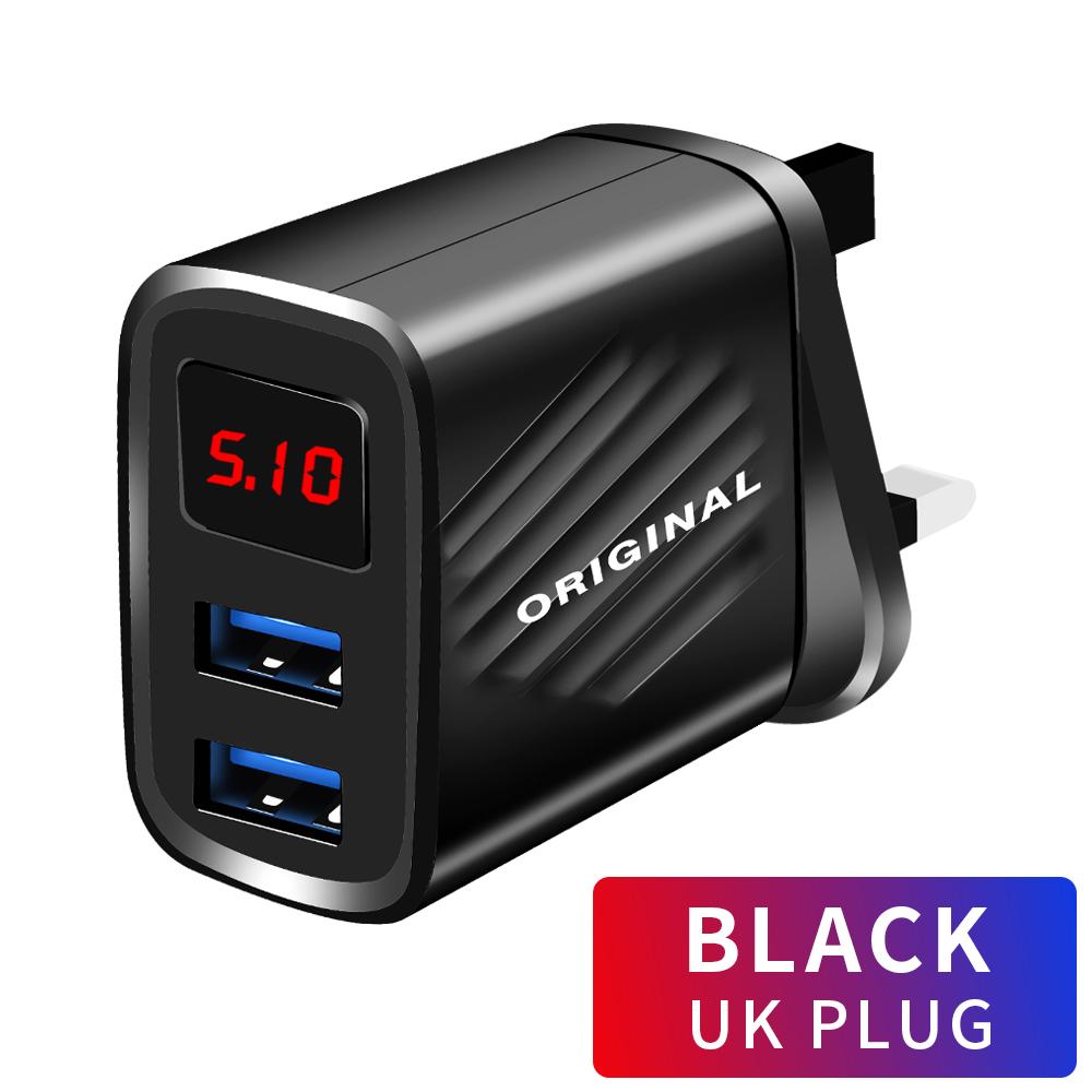 18W Dual USB Charger Quick Charge 3.0 2.4A Digital Diplay Fast Charging for iPhone Samsung Xiaomi Portable Phone Charger Adapter
