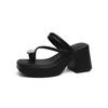 Beautiful high-heeled cool slippers women's versatile new summer fashion thick-heeled thick-soled toe slippers