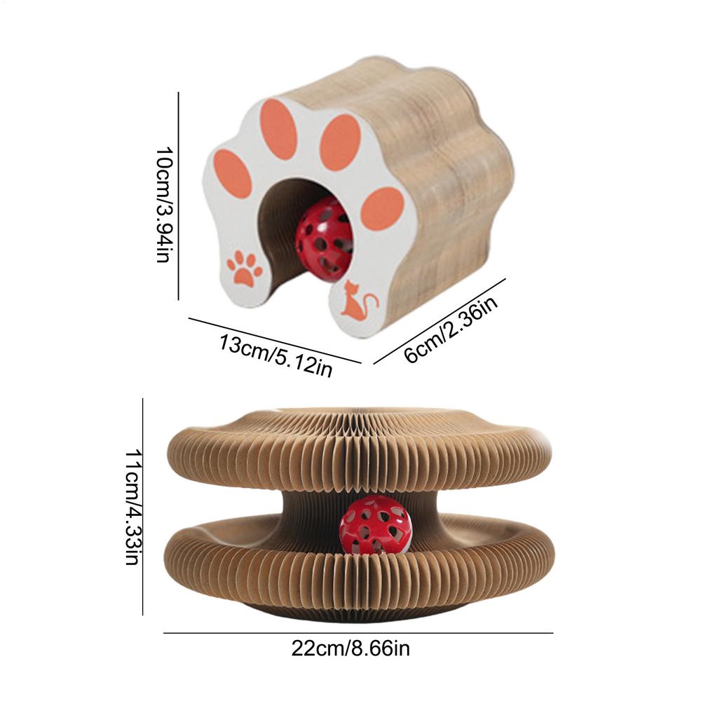 

Magic Organ Cat Scratching Board Interactive Cat Toy with Ball Scalable Round Corrugated Cat Scratcher Toy Kitten Game Supplies