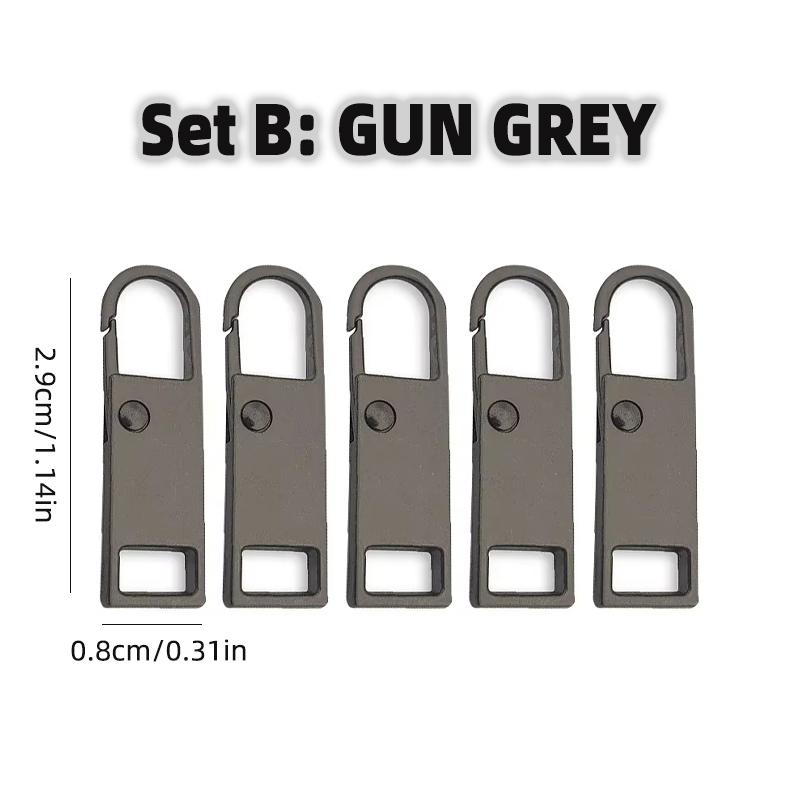 5Pcs Universal Metal Zipper Head Puller DIY Sewing Spring Lock Zipper Sliders Replacement Instant Repair for Clothing Bags Shoes