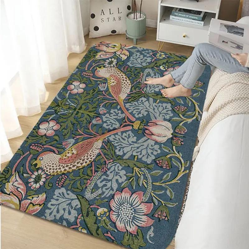 William Morris Strawberry Bathroom Rug Retro Style Carpet For Living Room Kitchen Bedroom Hotel Decor Non-Slip Floor Mat Doormat