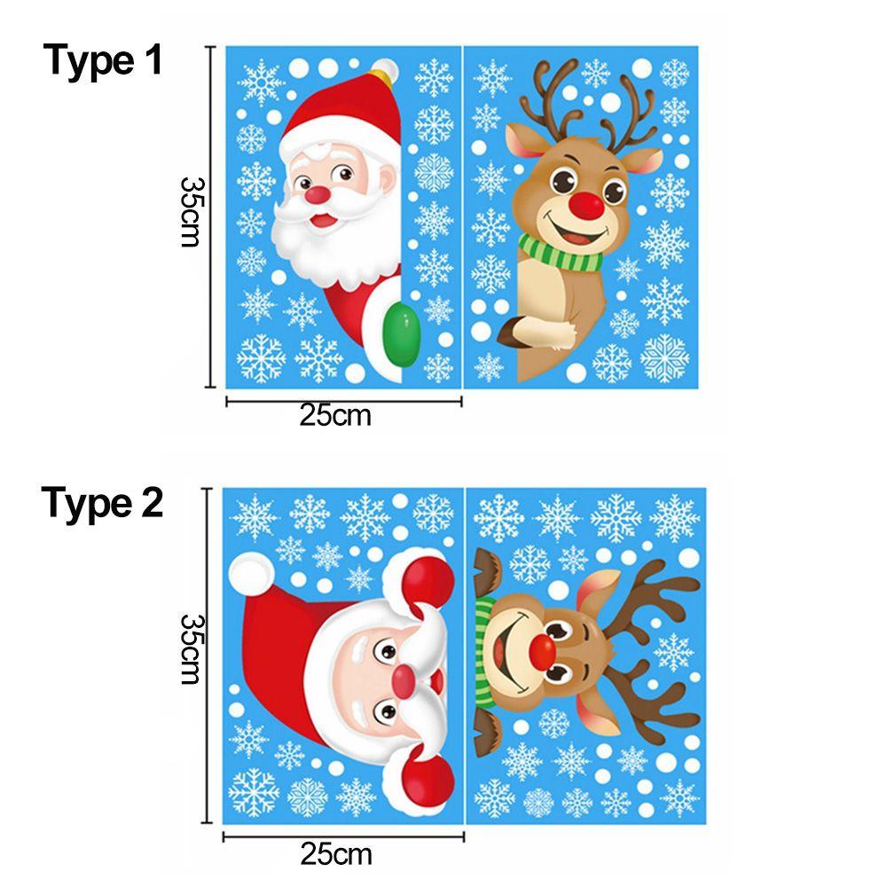 Art Xmas Decor Snowflake Decals Christmas Window Stickers Shopwindow Ornament Santa Claus Reindeer