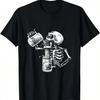 Funny Skeleton Drunk Skull Drinking Beer Unisex Wounisex T-Shirt.Jpg