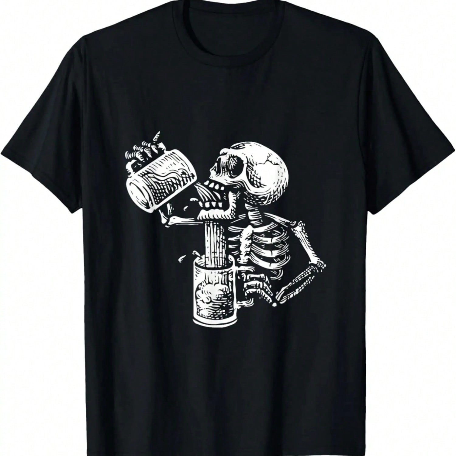 Funny Skeleton Drunk Skull Drinking Beer unisex Wounisex T-Shirt.Jpg S