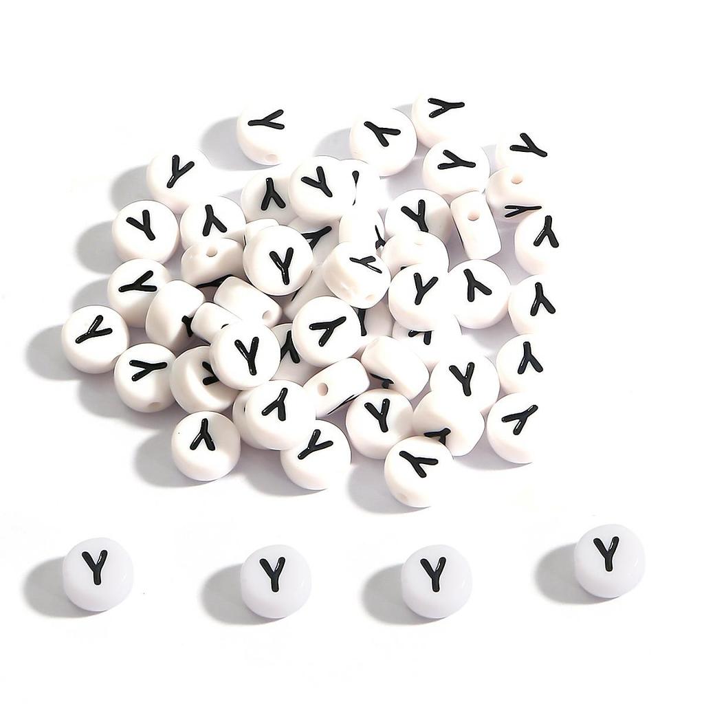 100Pcs Acrylic Letter Round Flat Beads DIY Jewelry Making Accessories