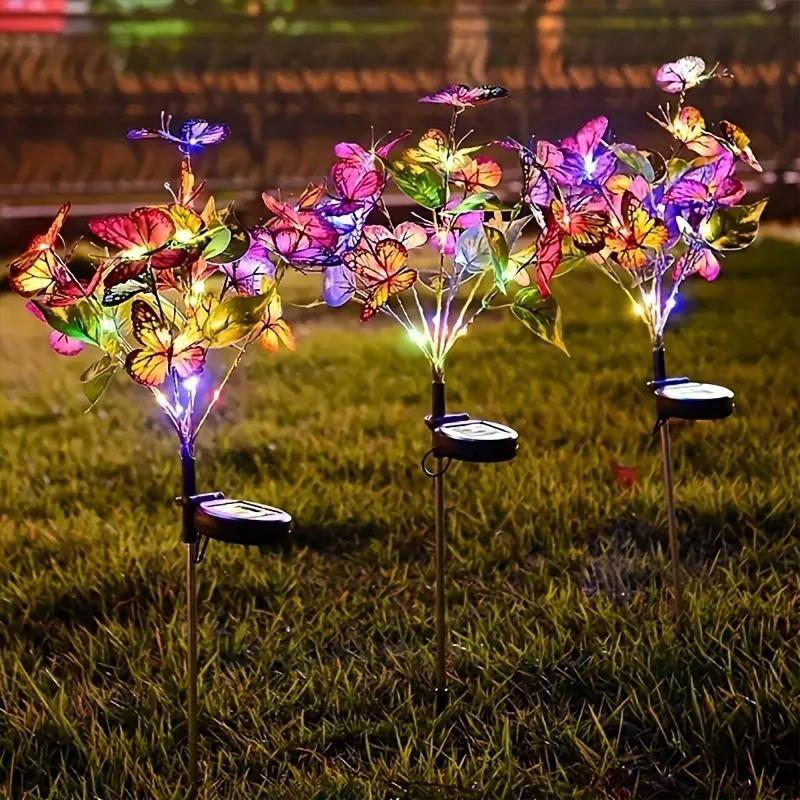 Garden Summer Landscape Lighting Outdoor Solar Light Camping Wedding Party Christmas Decor Lawn Lamp LED Simulation Butterfly Sunflower