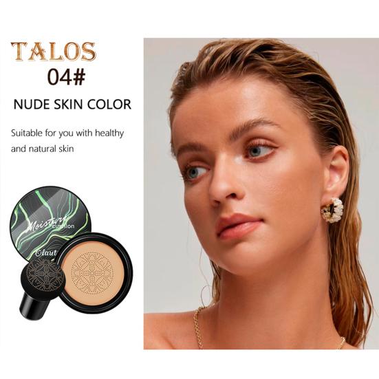 Crème CC avec houppette à poudre de champignon Fond de teint correcteur de couleur à couvrance totale Hydratant Longue durée Contrôle du sébum Anti-cernes léger et naturel