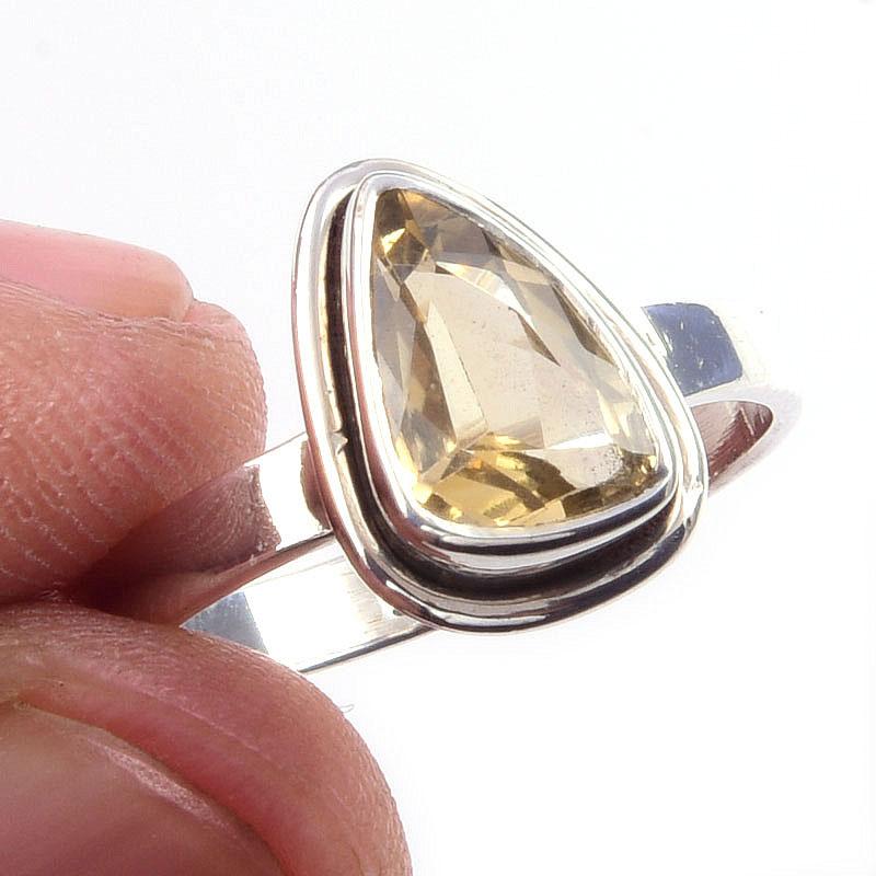 

Natural Citrine Gemstone Handmade 925 Solid Sterling Silver Ring Size 6 z5t99