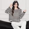 Women's Loose Fit Striped Knit Pullover Sweater
