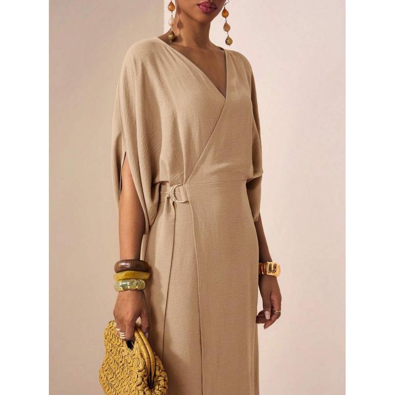 Europe, America 2026 summer new retro casual loose simple waist strap thin dress
