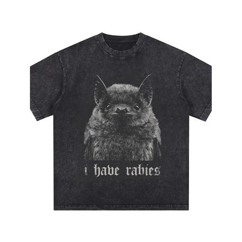 I Have Rabies Bat / Vintage T-Shirt / Grunge Y2K Unhinged Meme Shirt / 230G Washed