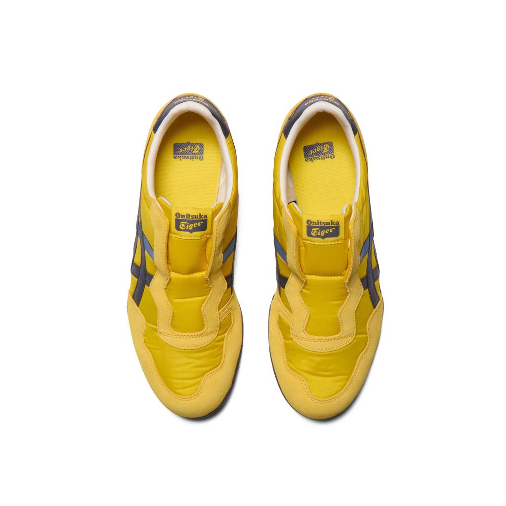 Onitsuka Tiger Serrano Slip-On Fabric Classic Versatile Lightweight Breathable Easy-On Casual Shoes Unisex sneaker Yellow Dark-Blue 1183C615-750