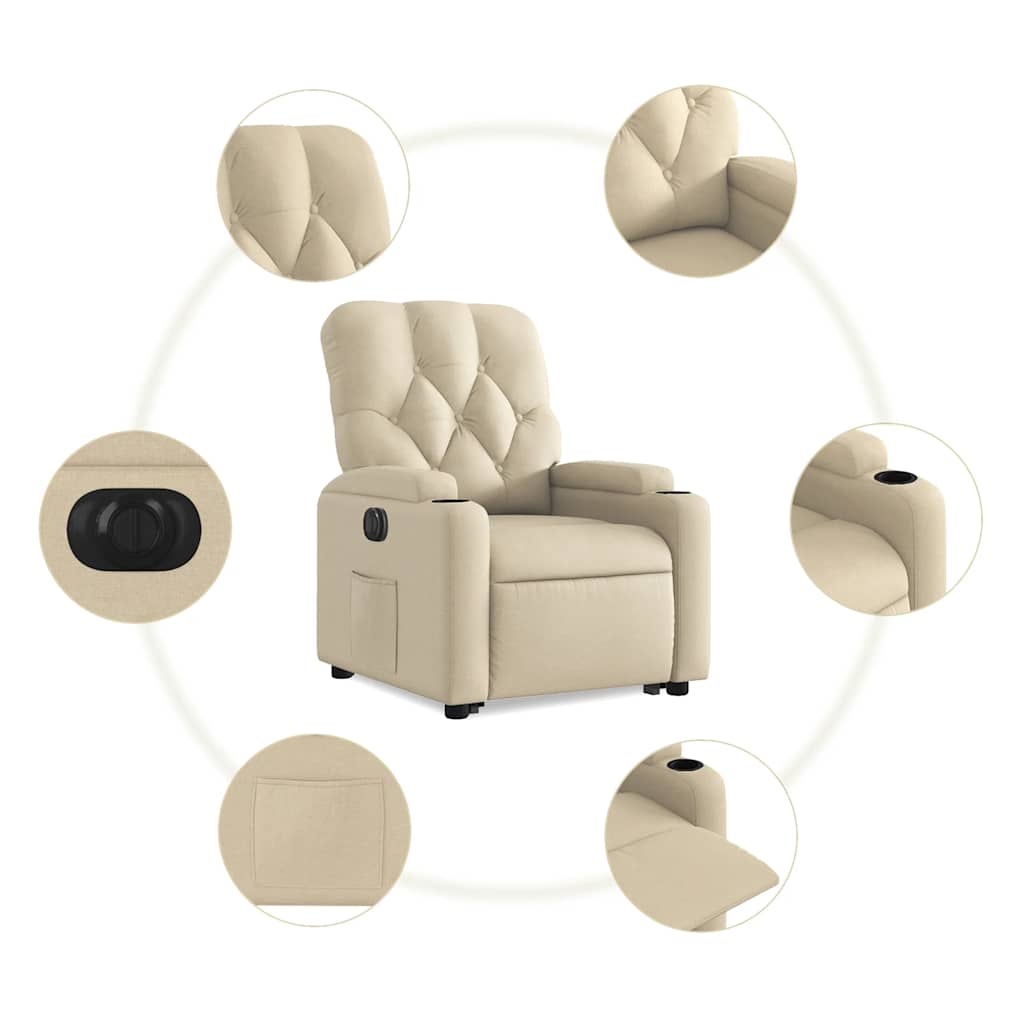 Electric Recliner Chair with Rising Function Cream Fabric