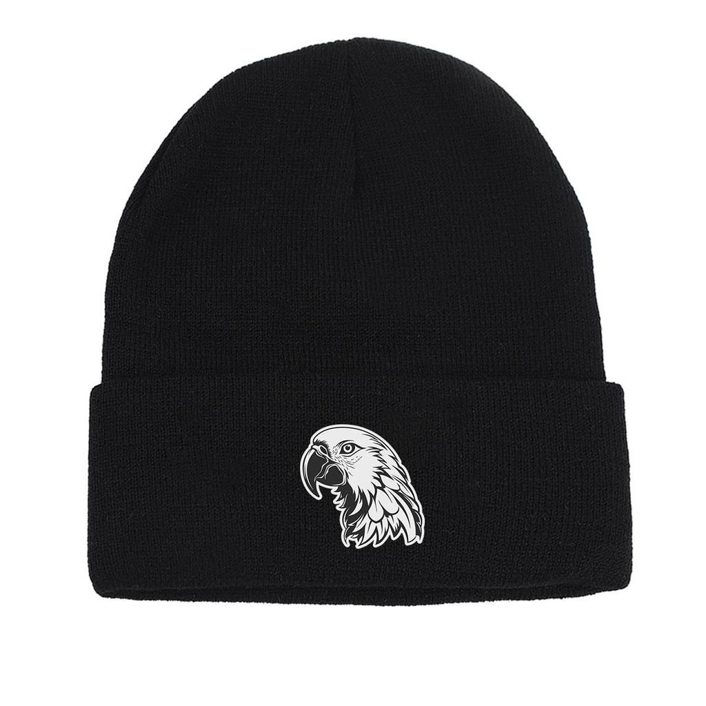 Black White Lion Winter Knit Hat Beanie, Animal Man Cap Elastic Thermal Solid Color Gorro Knitted Hat Beanie