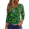 Women's T Shirt Tee Christmas Print Button 3/4 Sleeve Daily Weekend Fashion Basic V Neck Regular Top
