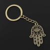 New Fashion Men 30mm Keychain DIY Metal Holder Chain Vintage Death Eye Hamsa Palm Fatima Hand 36x25mm Silver Color Pendant Gift