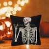 KX4B 4PCS Pillow Cases Skeleton Posing Polyester Fiber Pillow Cover, 18x18Inch Decorative Cushion Case for Home Decoration