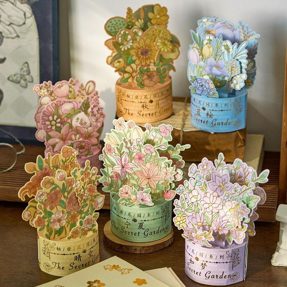 

3pcs with Envelope 3D Pop UP Flower Greeting Cards for Wife Mom Girlfriend Teacher жовтий