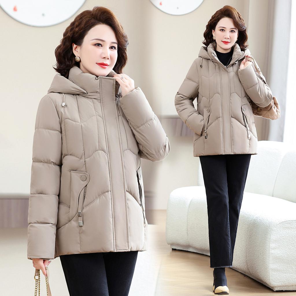 Middle-aged and Elderly Large-size Women's Short Loose Grandma Winter Mother Temperament Hooded Down Cotton Jacket