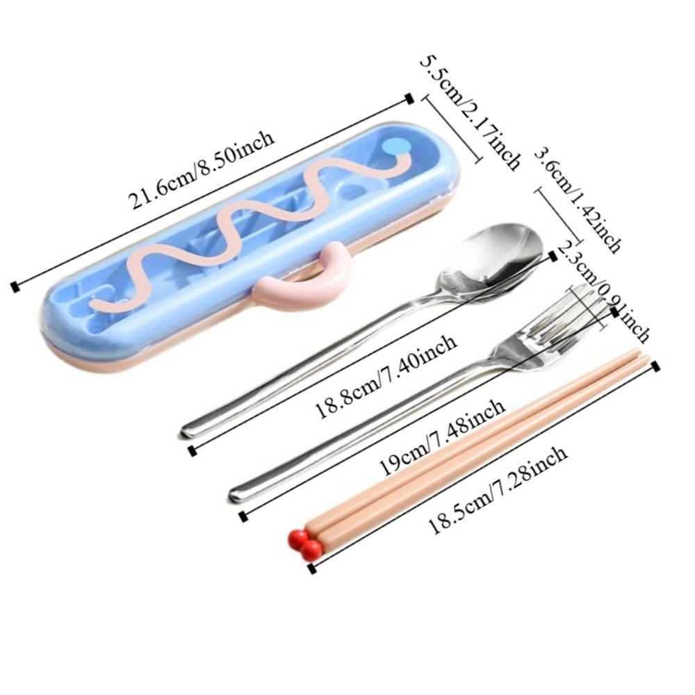 Dopamine Chopsticks Three-piece Set with Carrying Case Spoon Cutlery Set  Outdoor Dining