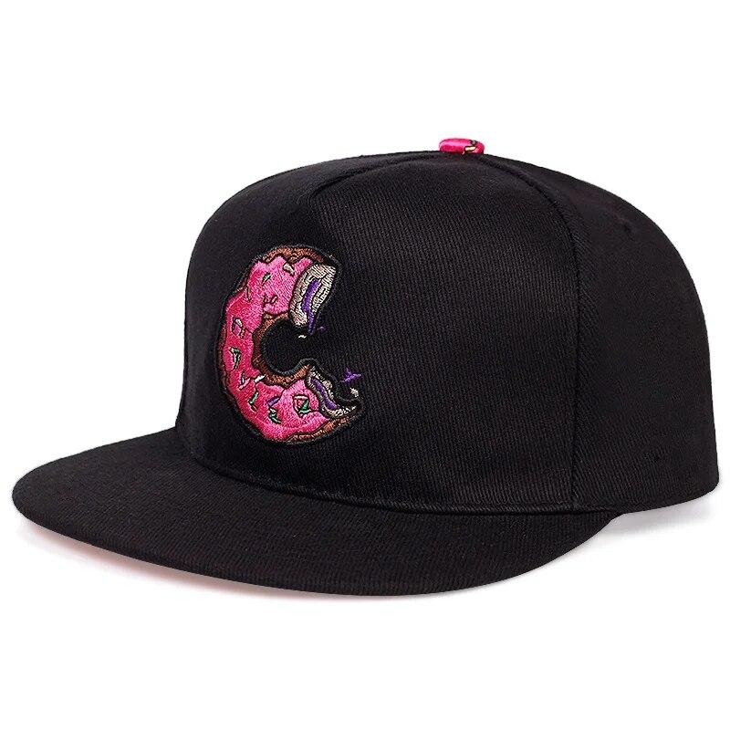 

Unisex Doughnut Embroidery Hip-hop Hats Outdoor Adjustable Casual Baseball Caps Sunscreen Hat чорний