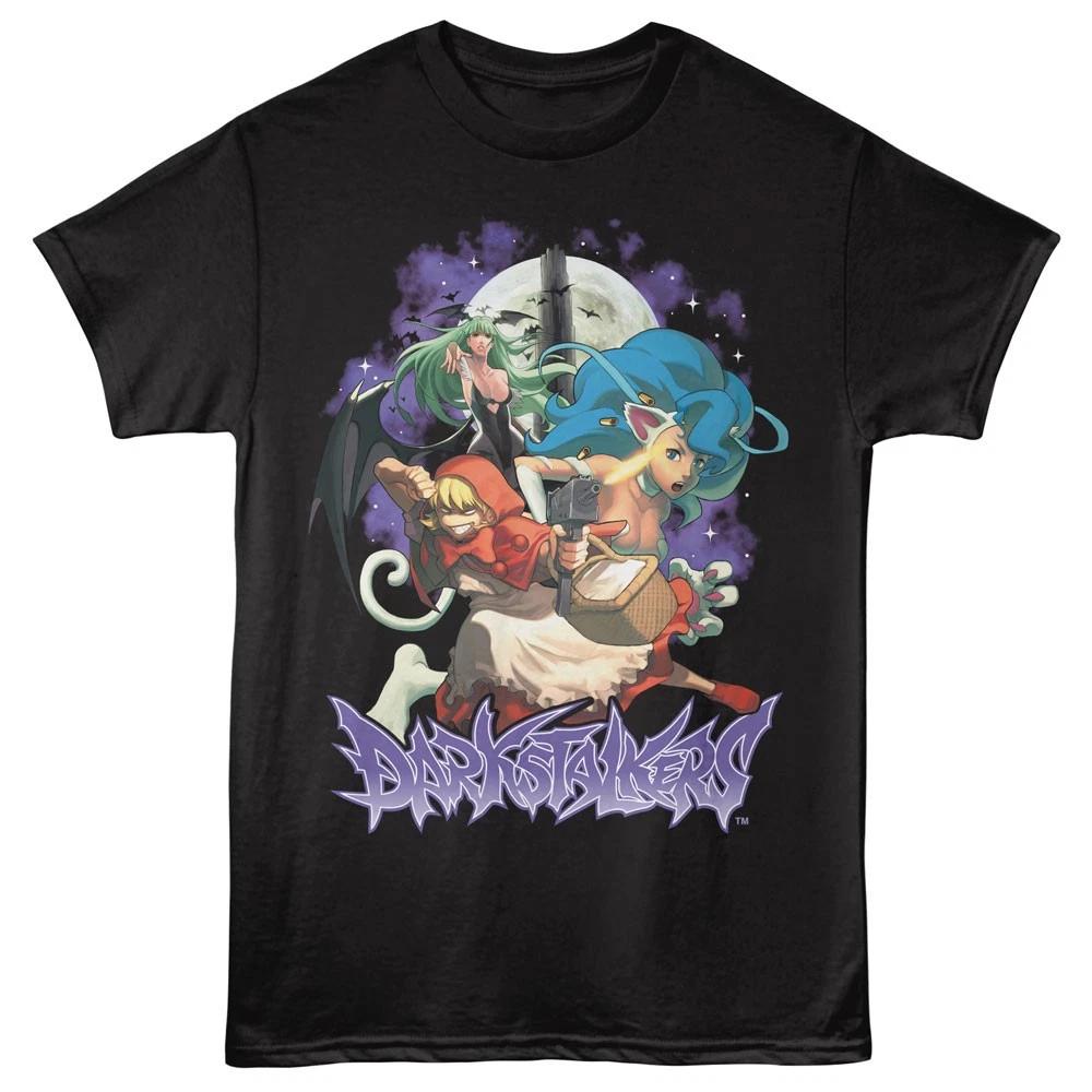 Darkstalkers Capcom Fighting Game Tower And Moon Background Men s Gamer T shirt L