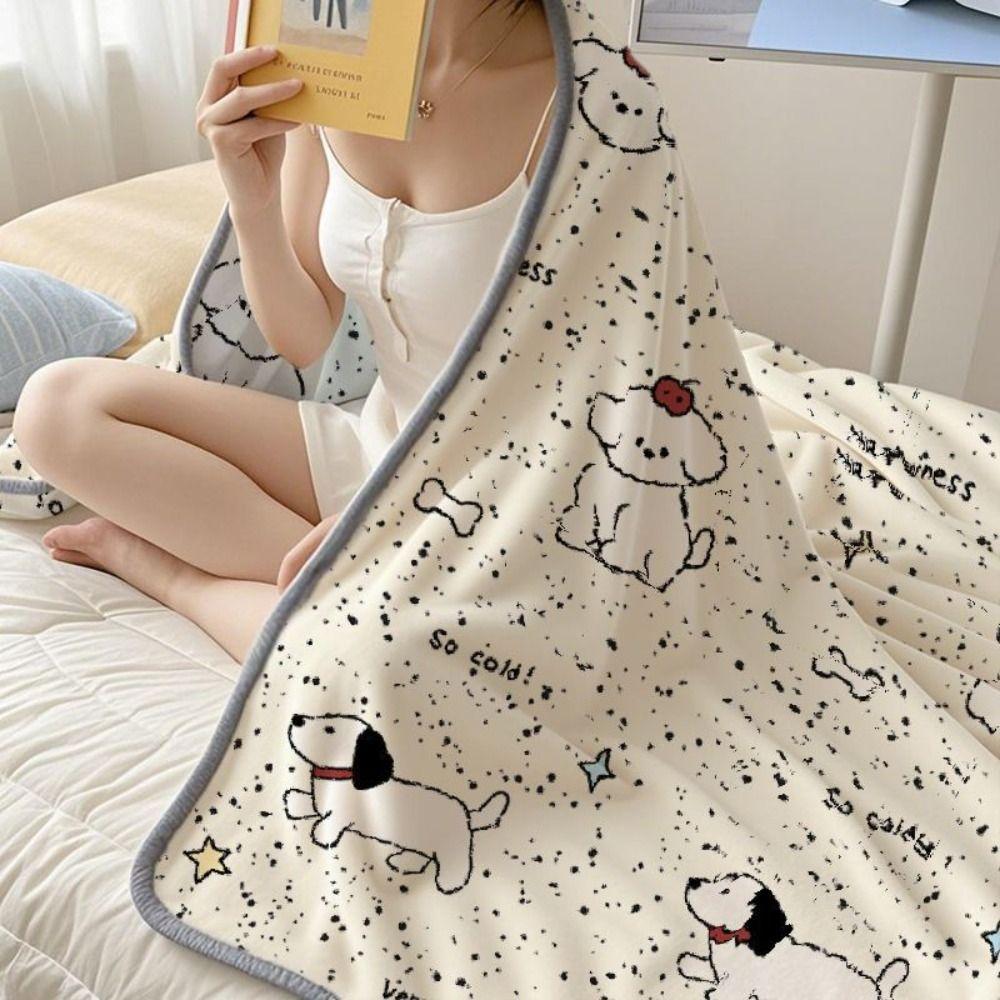 Sofa Cover Comfortable Capybara Blanket Printing Lightweight Cartoon Shawl Blanket Flannel Cute Puppy Print Sofa Blanket Office