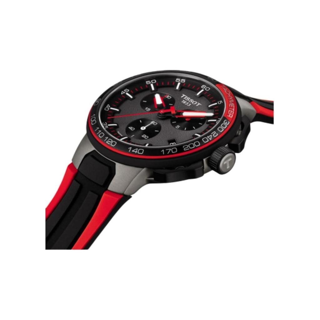 Tissot Racing Series Quartz Movement 100M Water Resistant Watch 44.5Mm Black Dial Stainless Steel Case Silicone Strap Men Watches T111.417.27.441.00