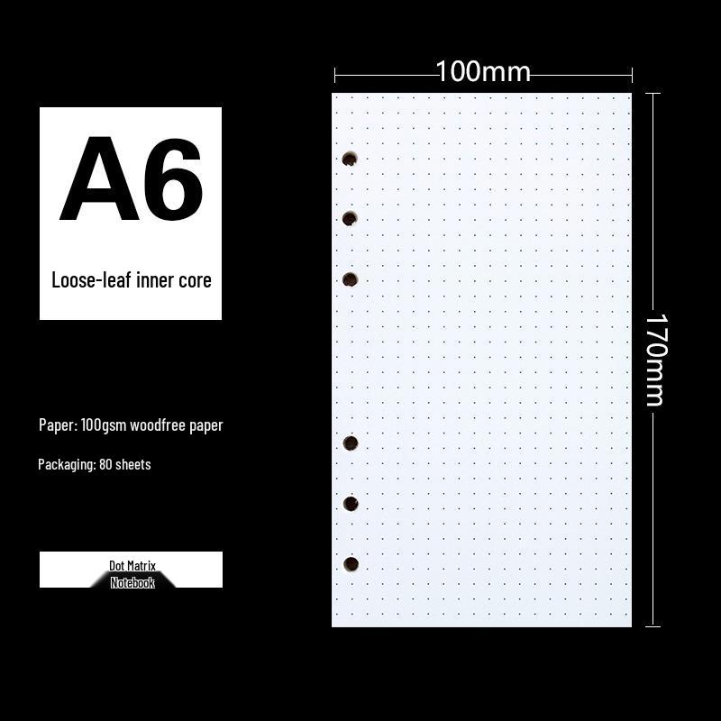 6-Hole A5 Notebook Refill: A6 Size, 80 Sheets, 100gsm Dowling Paper