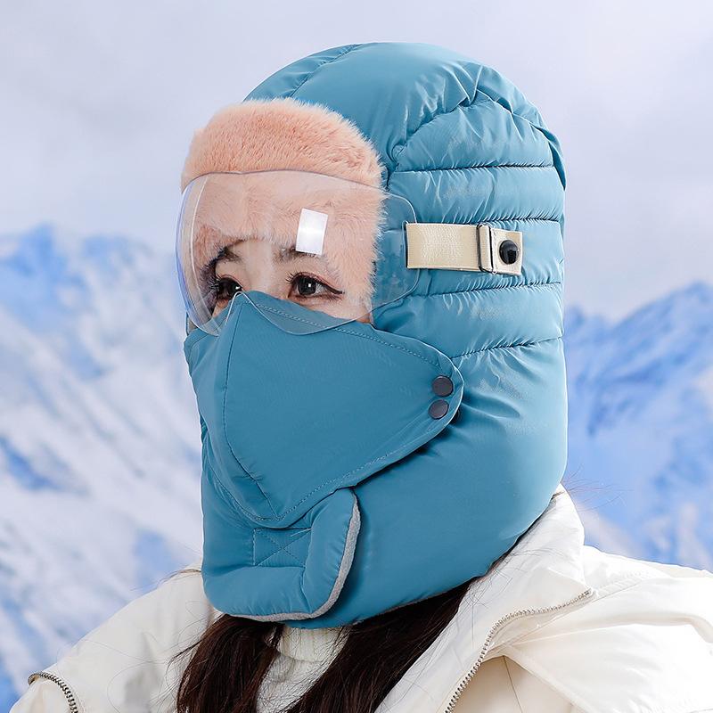 Windproof and Cold-proof, Lightning Front Hats for Men and Women, Thickened Warm, Ear Protection and Eye Protection, Motorcycle Riding Hats