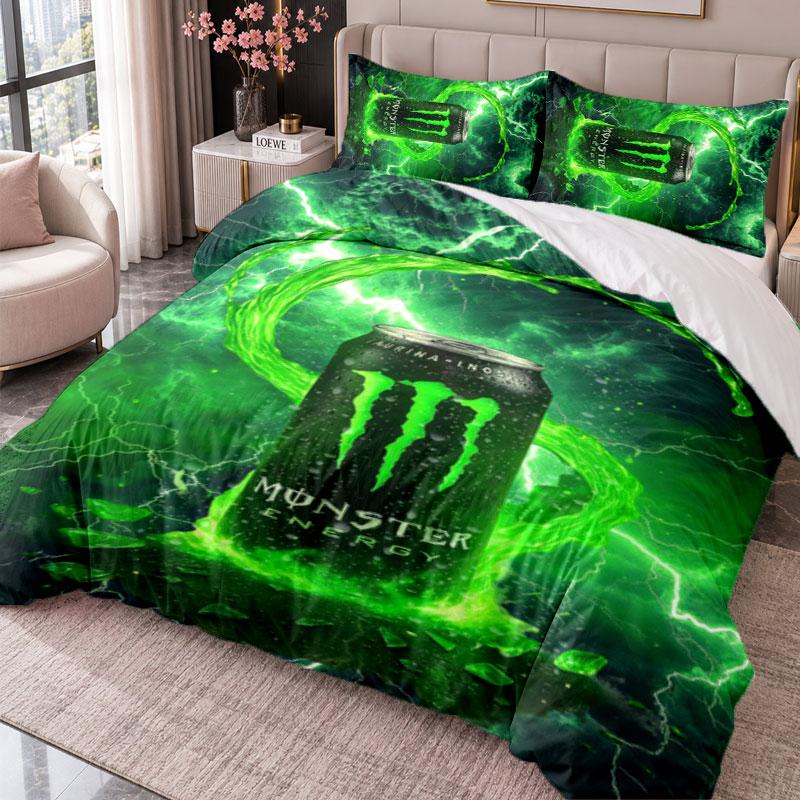 Monster Energy 3Pcs Bedding Set Duvet Cover With Two Pillowcases For Bedroom Home Decoration