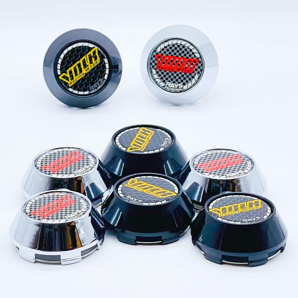 4PCS JDM Sport Rim Cap Clip 60mm 64mm 65mm 68mm 69mm VOLK RAYS Emblem Sticker Wheel Center Hub Caps Car Cover Cap Black & Silver